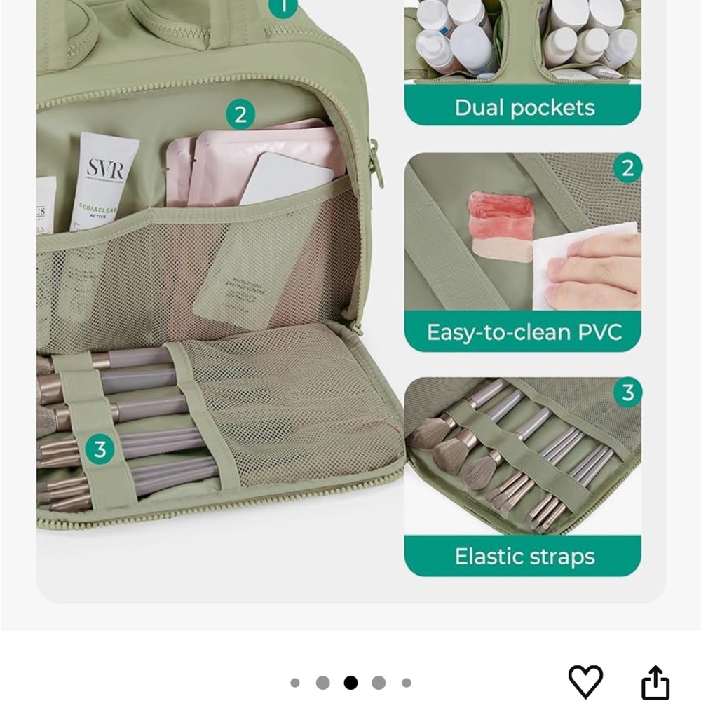 NWT Bagsmart Army Green Toiletry Bag Quilted, never used - Picture 3 of 10